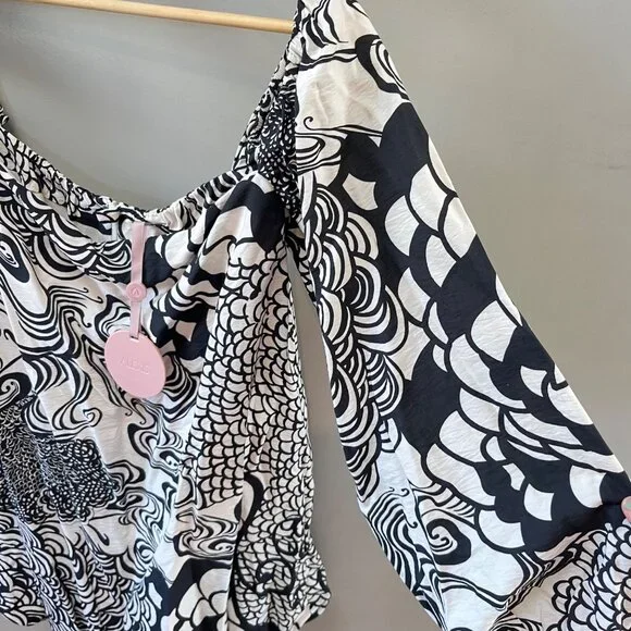 NEW Alexis Ellora Mini Dress in‎ Black and Cream Print- Size M